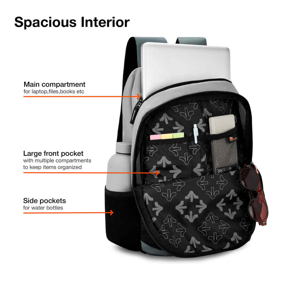 Nasher Miles Backpack for Unisex | Laptop Backpack | Casual Coding | Grey Black - 31L