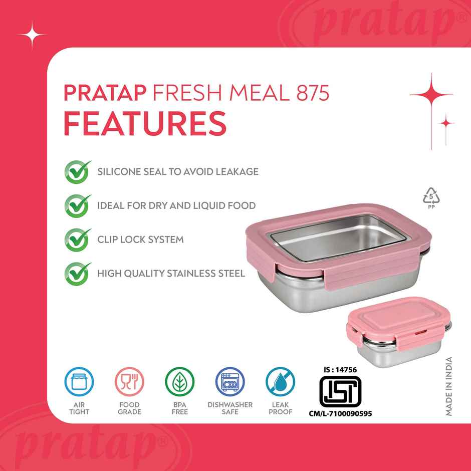 Stainless Steel Lunch Box with Inner Container and Spoon | Leak Proof, BPA Free Dishwasher Safe