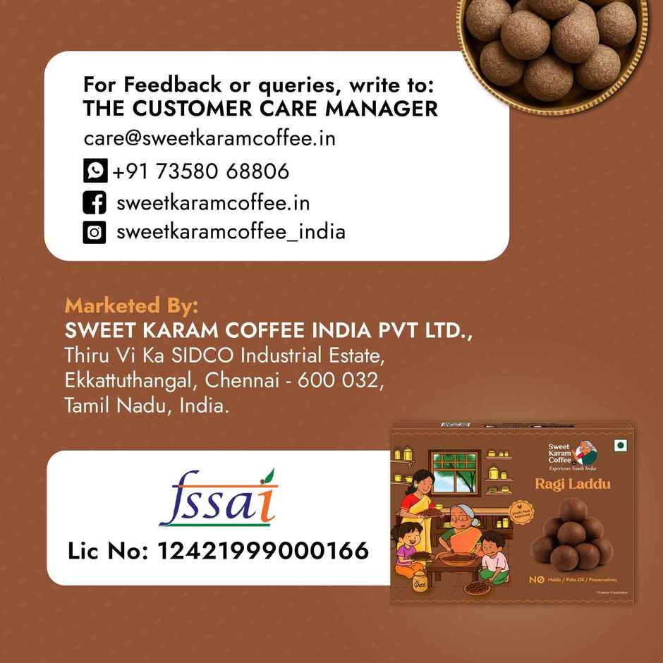 Sweet Karam Coffee White Sugar Free Ragi Laddu | No Preservatives