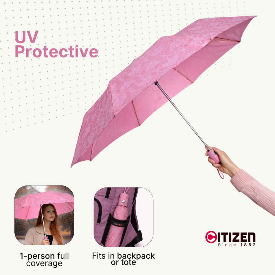 Citizen 3 Fold 22 Inch Auto Pink Printed umbrella