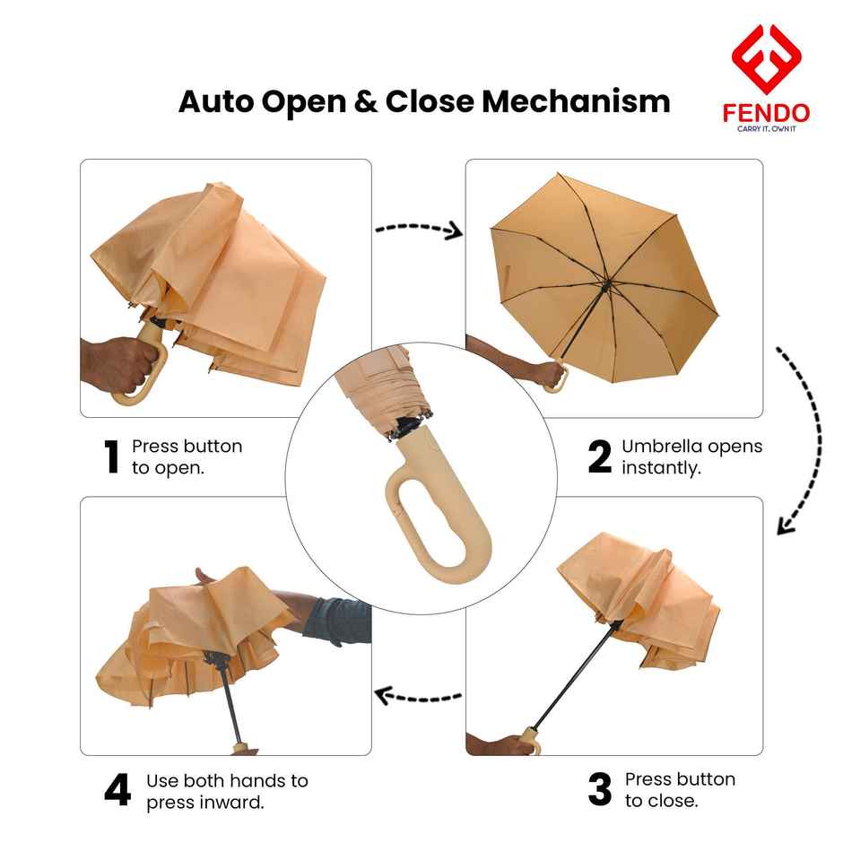 Fendo Clutch Umbrella | Peach | 20 Inch | 3 Fold