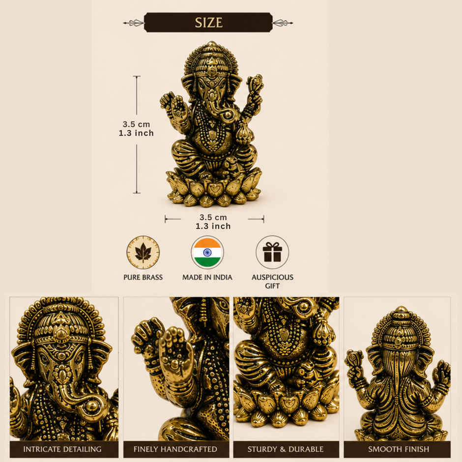 Pure Brass Ganesha Idol | Estoria Collective