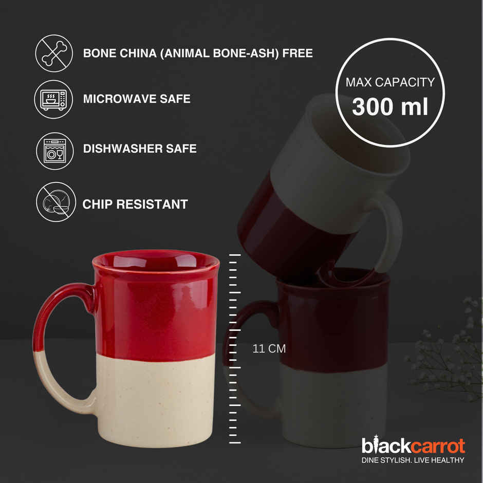 BlackCarrot Red & White Tall Mug Set | Animal Bone Ash Free Stoneware