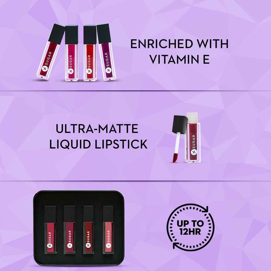 SUGAR Smudge Me Not Liquid Mini Lipstick Set Bold | Rakhi Kit