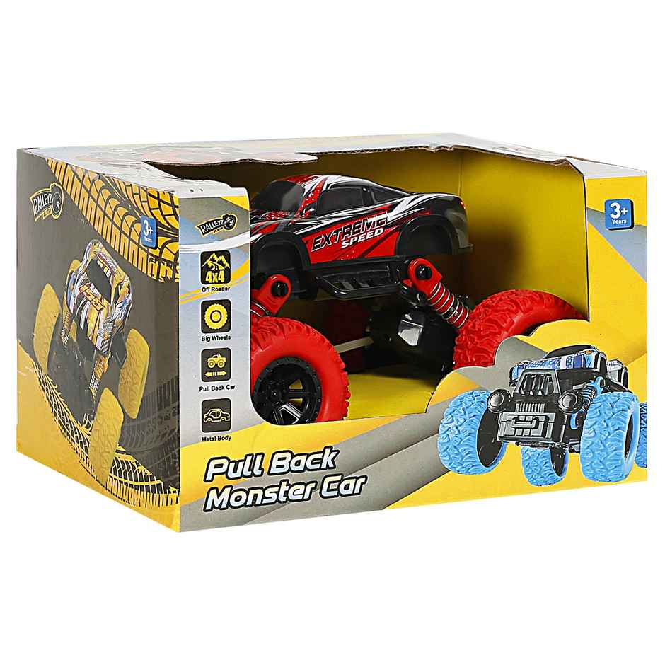 Hamleys Ralleyz Pull Back Monster Car for Kids, 3Y+, Red