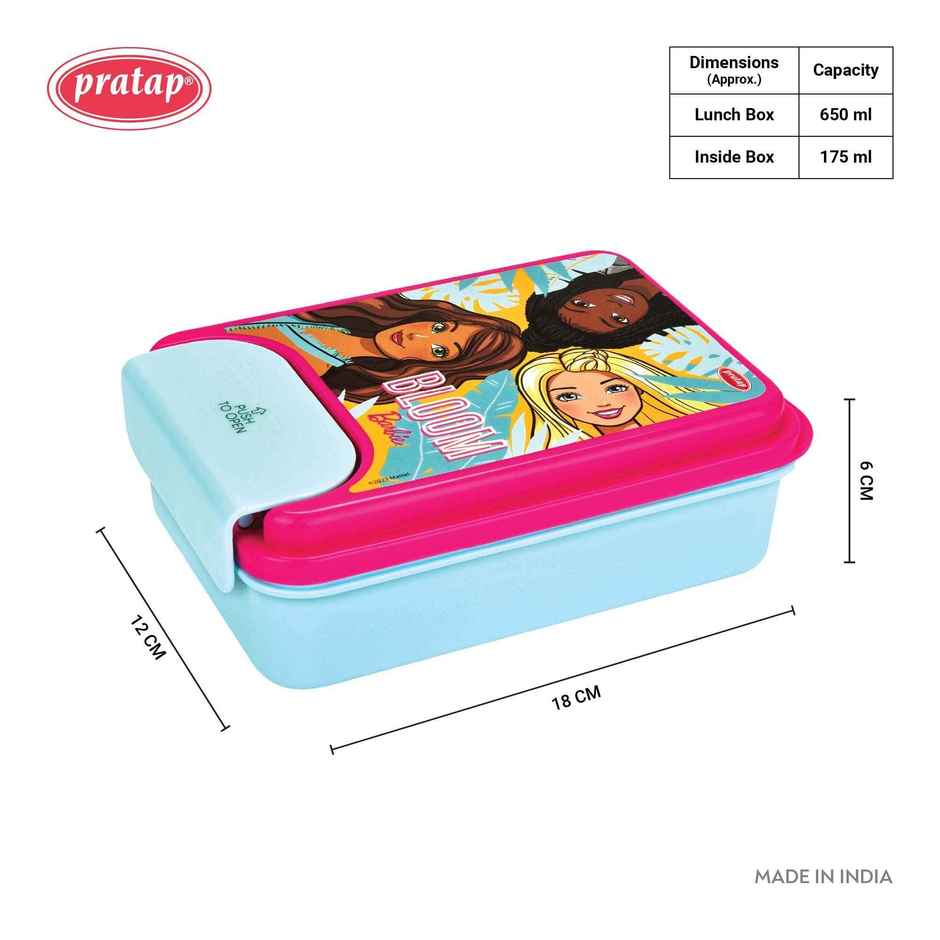 Barbie One Lock 650 Kids Lunch Box Airtight | Leak Proof , BPA Free | PRATAP