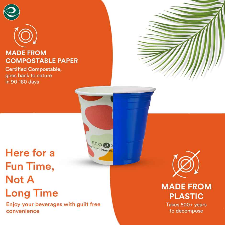 Paper Cups | 150 ml | Multicolour | 50 pcs | Eco Soul