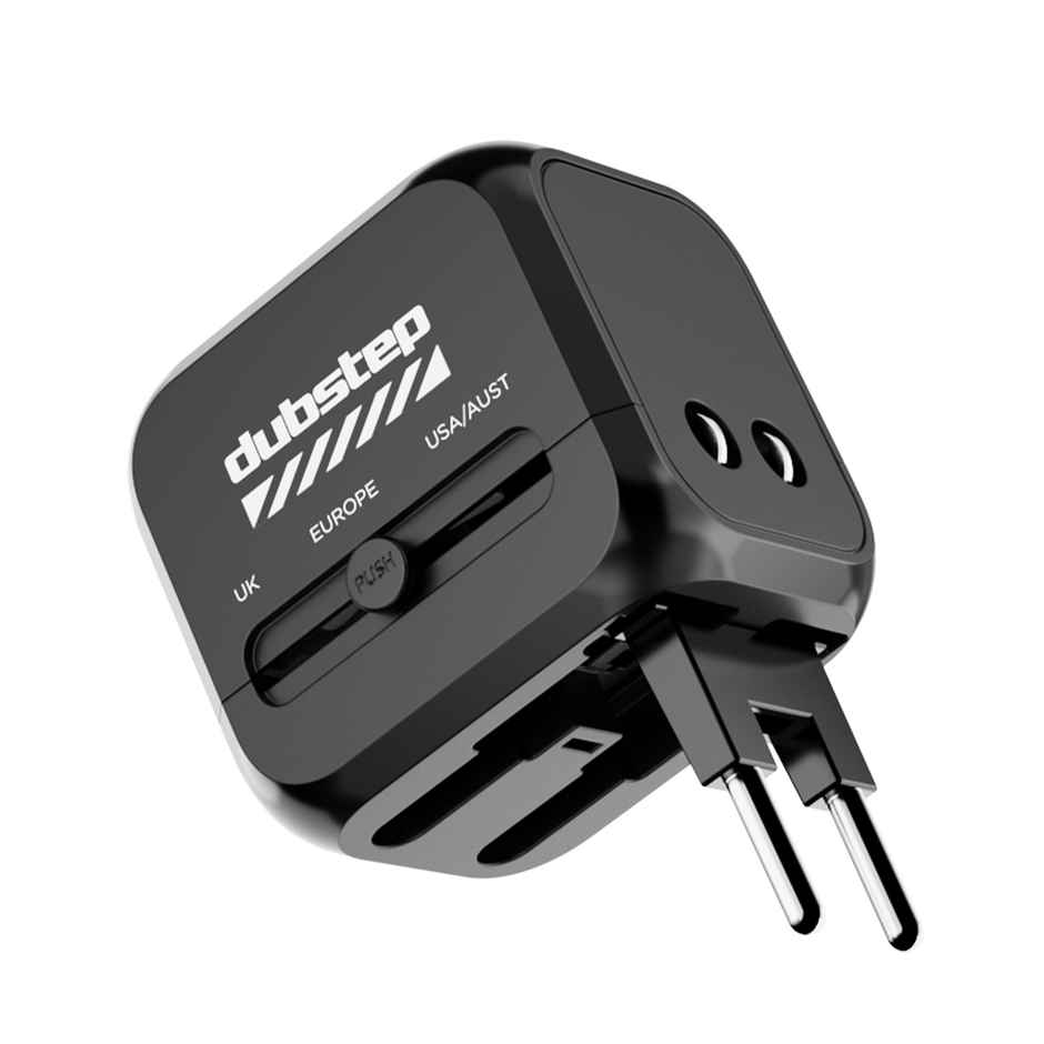 Dubstep Voyager 25W Universal Travel Adapter with Dual USB-A & Type-C Port (Black)