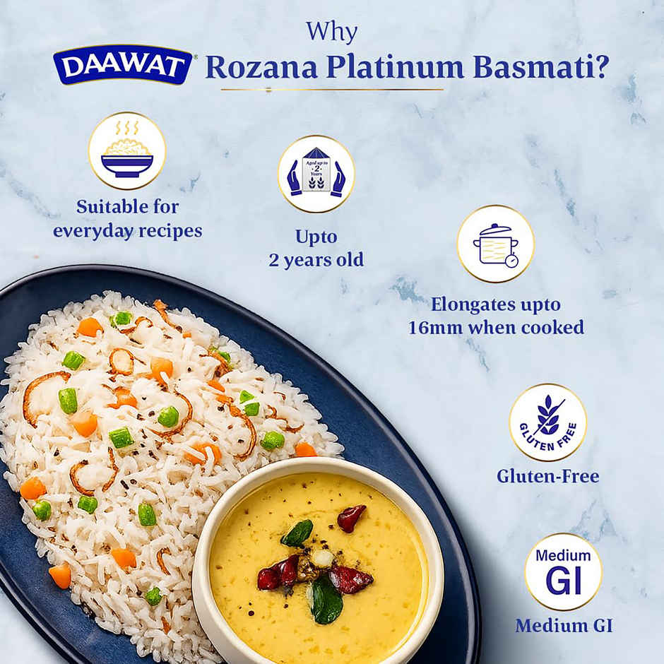Daawat Platinum Rozana Basmati Rice | Long Grain