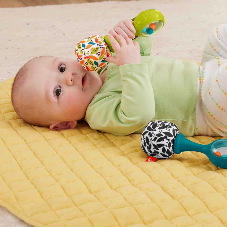 Fisher Price Rattle n Rock Maracas Baby Rattles Newborn Toys Neutral Colors