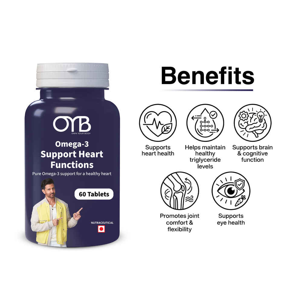 OYB Omega Fish Oil with 1000 mg Omega-3 (EPA & DHA) | 60 Softgels | OYB Omega
