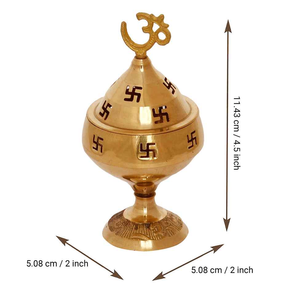 Golden Om And Swastik Symbol Decorative Akhand Brass Diya | Ecraftindia