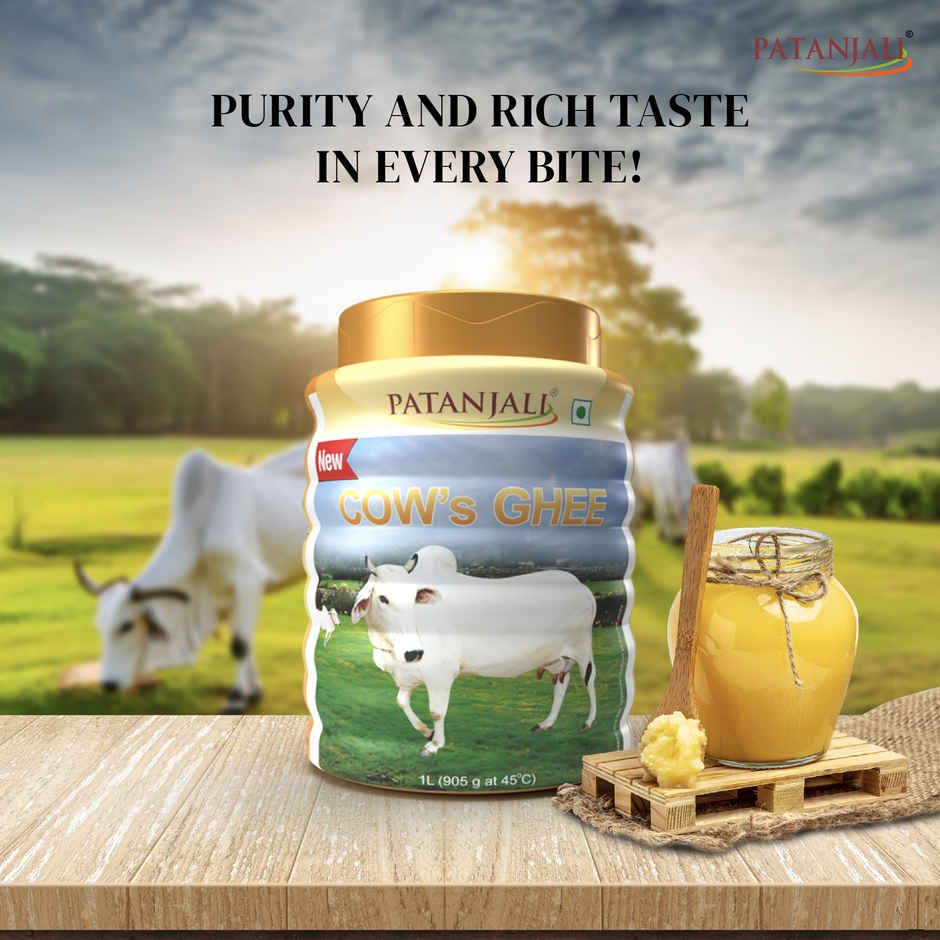 Patanjali Pure Cow Ghee PET Jar - Danedaar, Rich Aroma, Cow Ghee