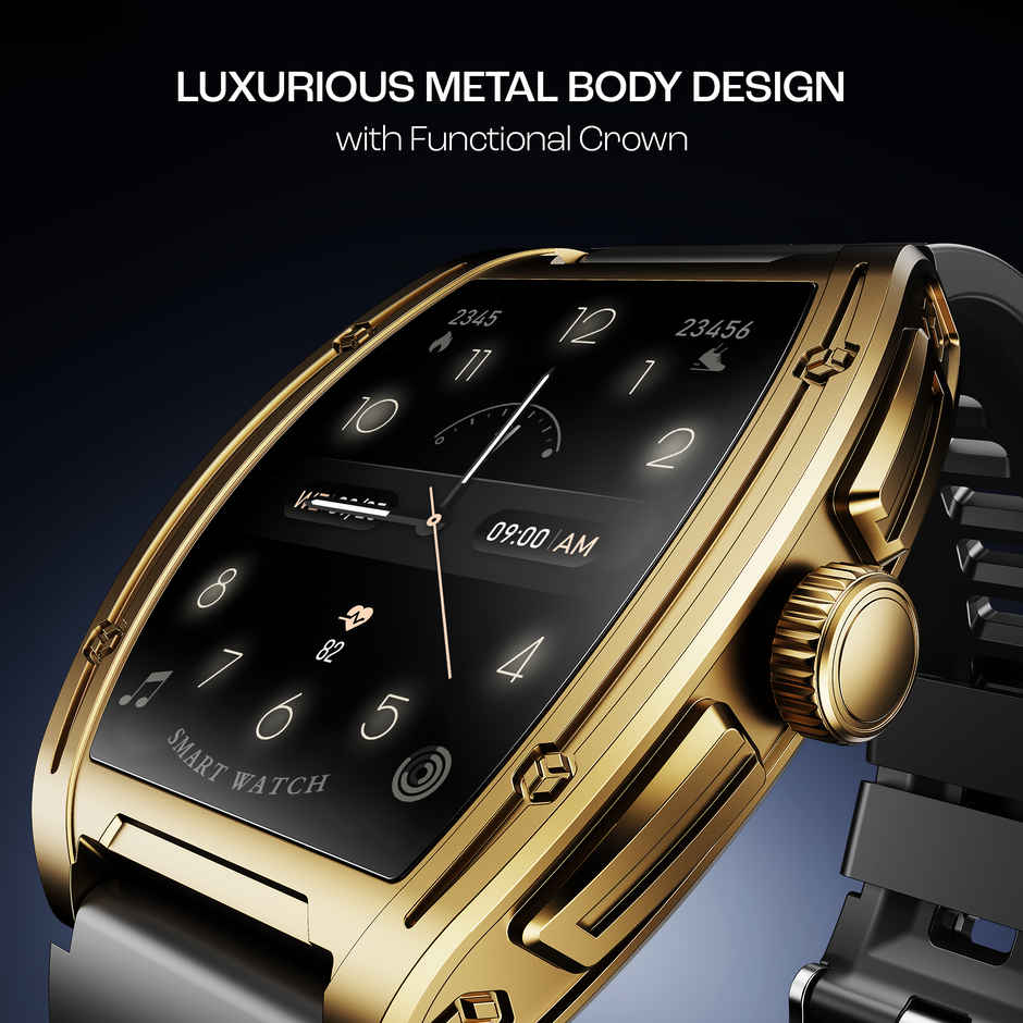 boAt Enigma Ascend Smartwatch | 1.76" Display | Functional Crown - Midnight Gold