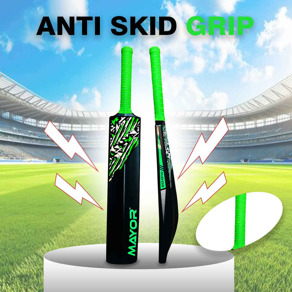 Mayor Blaster Cricket Bat for Kids & Adults| Practice Bat | PVC-Plastic Cricket Bat | Black-Green