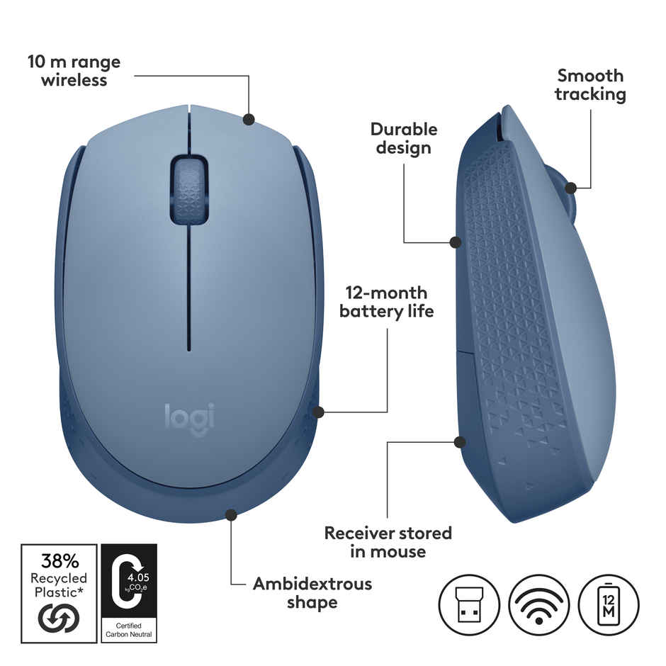 Logitech M171 Wireless Optical Mouse - Blue 