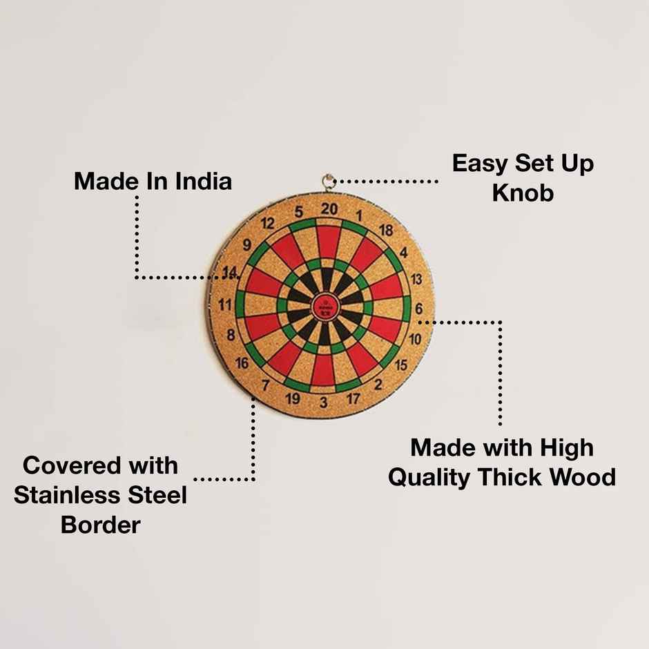 Zike Rugged Wooden Dart Board With 3 Neeedles