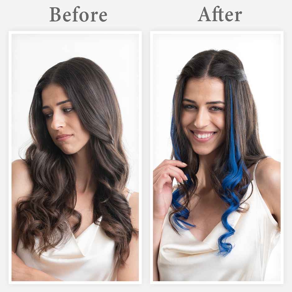 Hair Originals One Clip Extension Hair Streaks Ocean Blue 12 Inches