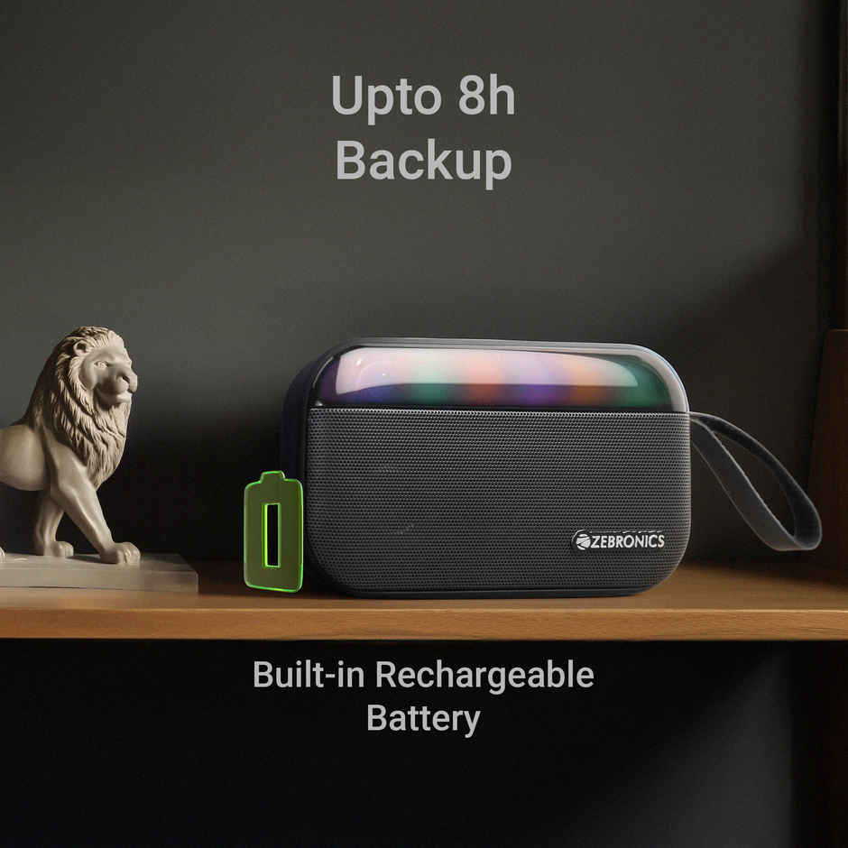 Zebronics County 7 BT Speaker | 8 W | 15 Hours Playback | Passive Radiator | Black