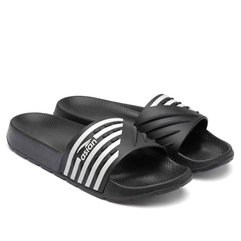 Asian Men's Slides | Slider-32 | Black and Grey - UK 7