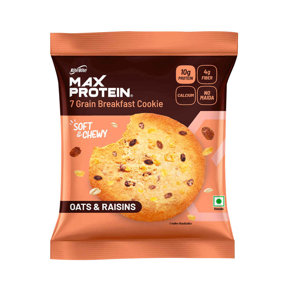 Ritebite Max Protein Cookie Oats & Raisins, No Maida Multigrain Premium Biscuit Cookies