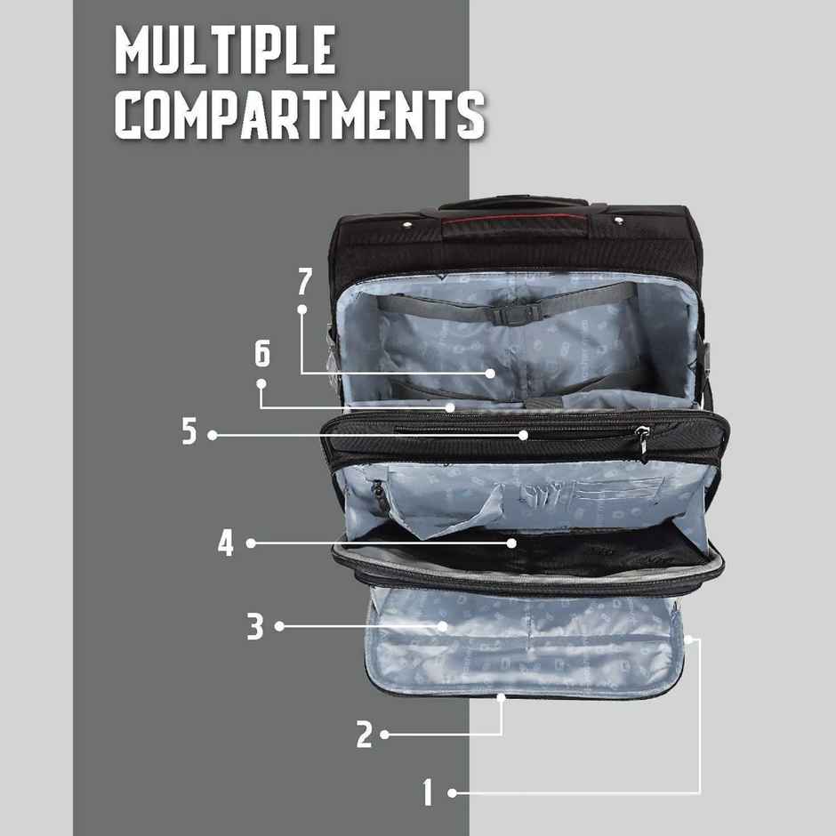 Nasher Miles Wall Street 39L Black Polyester Laptop Roller Case