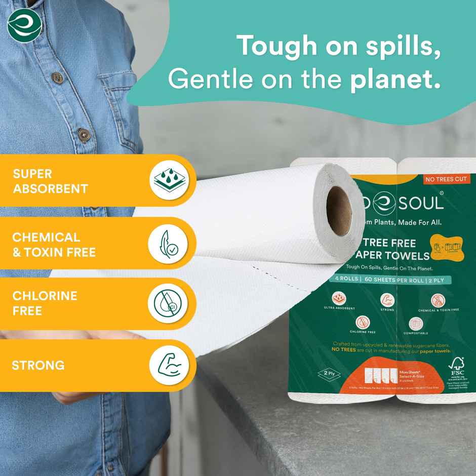 ECO SOUL 2Ply | 60 x 2 Rolls | Kitchen Paper Towel