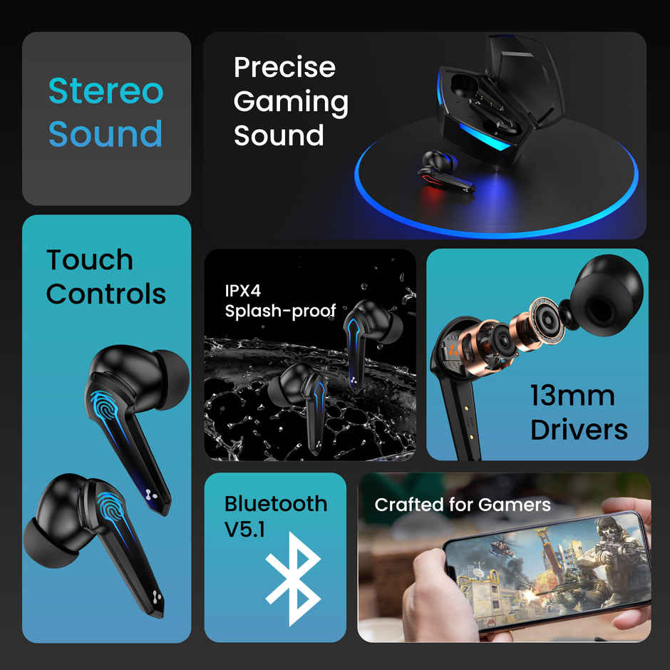 Ambrane Dots Play Bluetooth Earbuds (Lag-Free Audio, IPX4 Resistant)