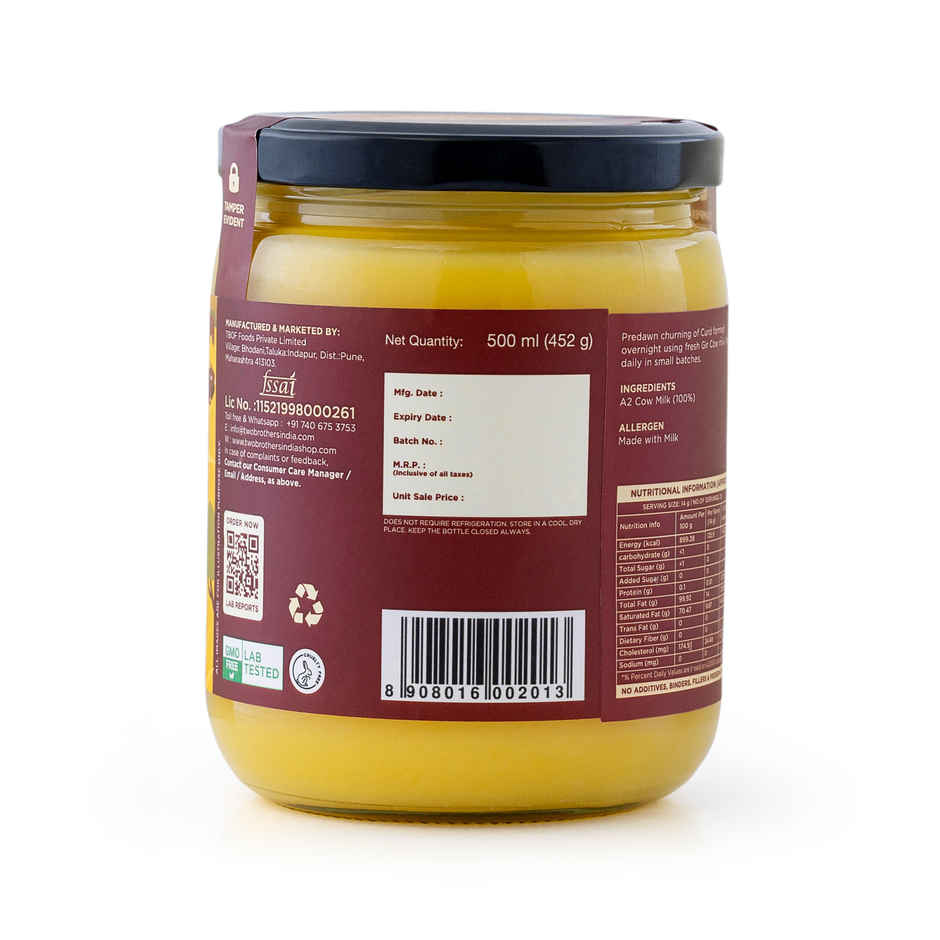 Two Brothers A2 Cow Cultured Ghee Desi Gir Cow | Jar