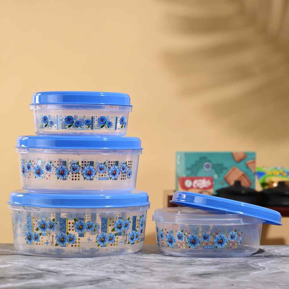 Kuber Industries Set of 4 Storage Containers | Multipurpose Food Storage for Dry Fruits | Blue