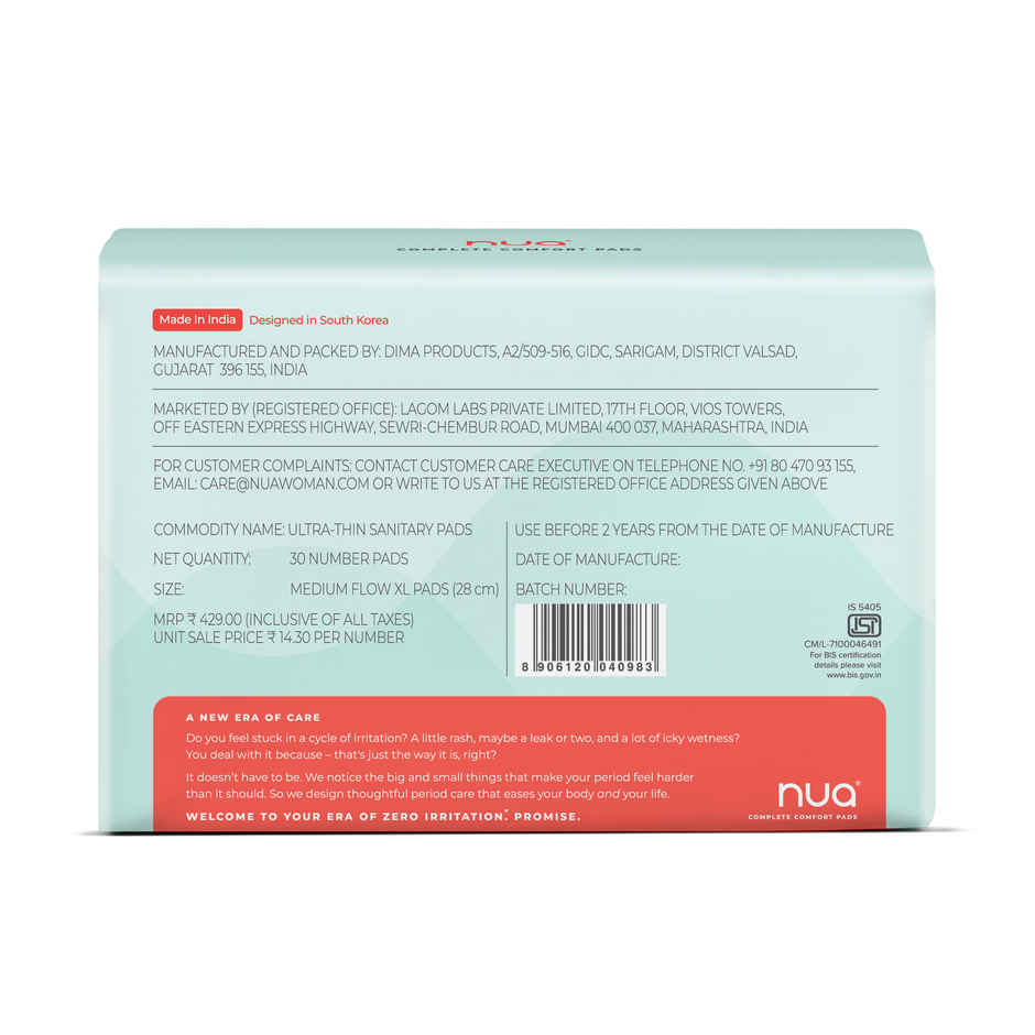 Nua Complete Comfort Sanitary Pads for Medium Flow| XL