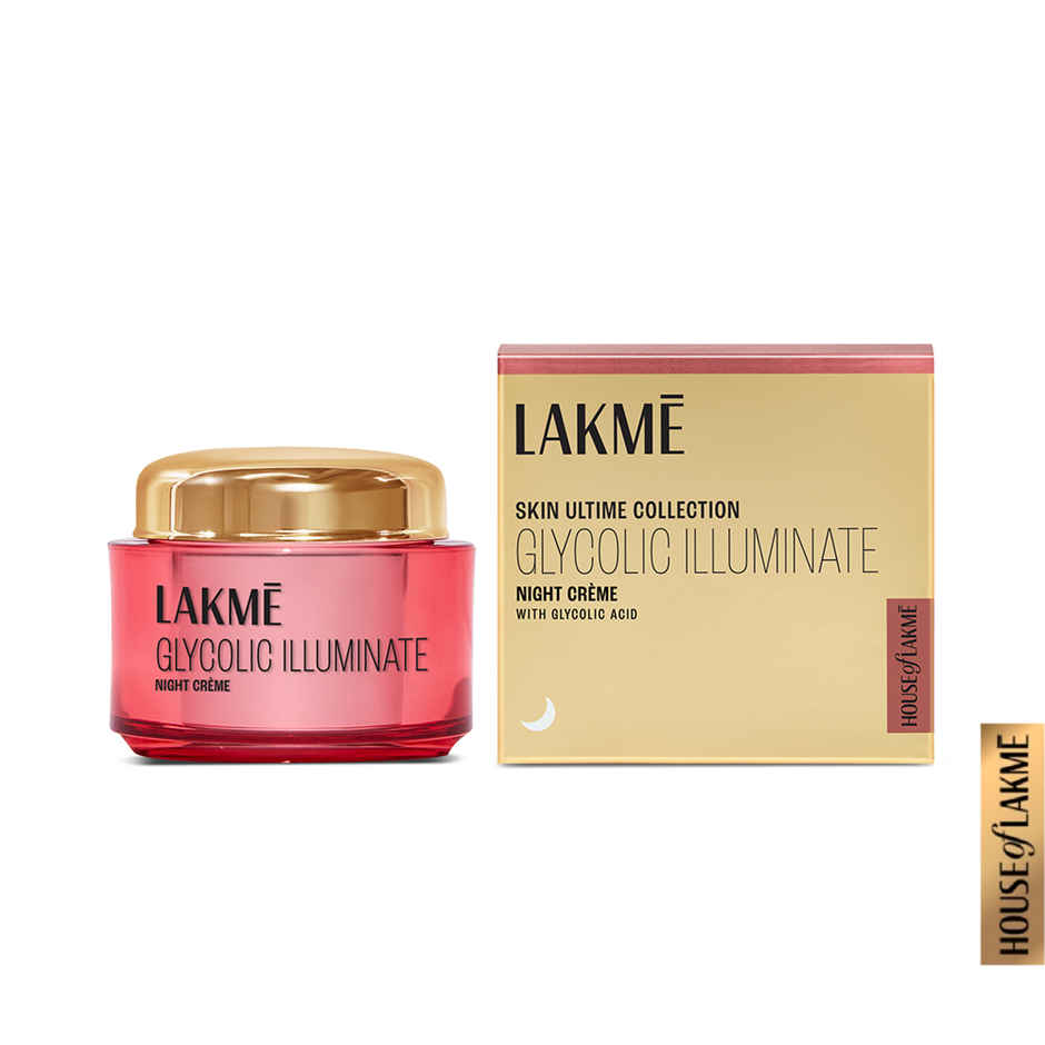 Lakme Glycolic Illuminate Night Cream / Glycolic Acid & 1% Niacinamide For Skin Cell Regeneration