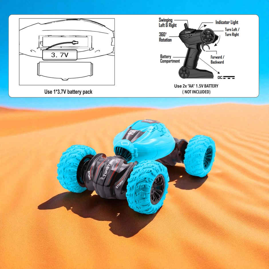SEEDO Remote Control Car 1:16 , 2.4 GHz, USB Rechargeable, Fast Speed Twisting Stunt Car | Blue