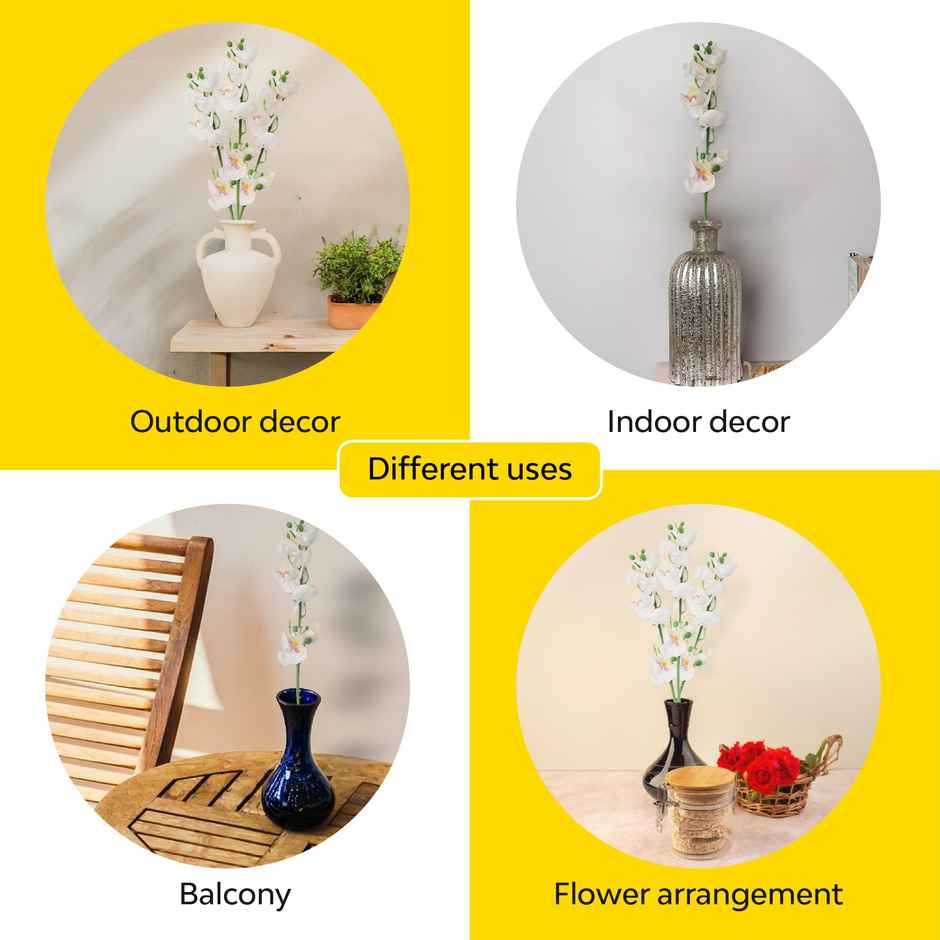10club Artificial Orchids Flower - Single Stem- White