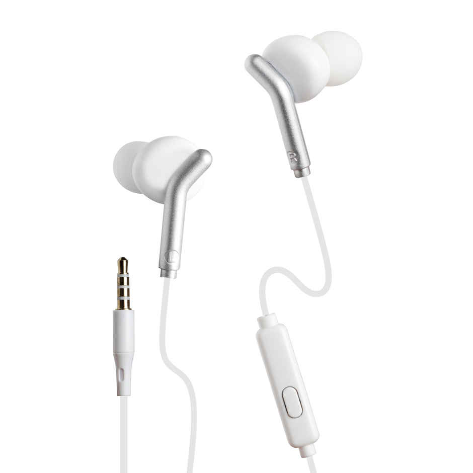 Zebronics Bro Wired Earphones with Mic, 3.5mm Audio Jack, 10mm Drivers, Phone/Tablet(White)