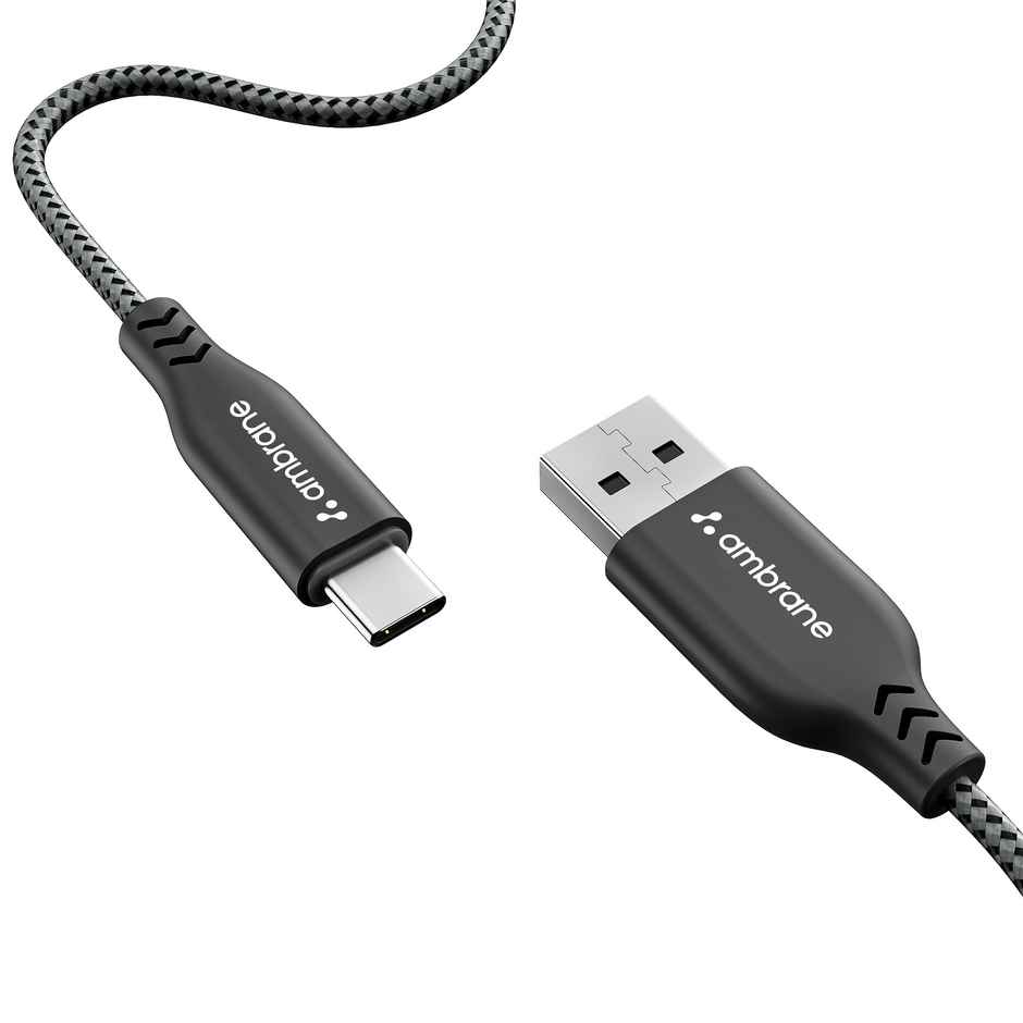 Ambrane Unbreakable 60W Fast Charging Braided Type C Cable for Smartphone & Other Devices - 1 m
