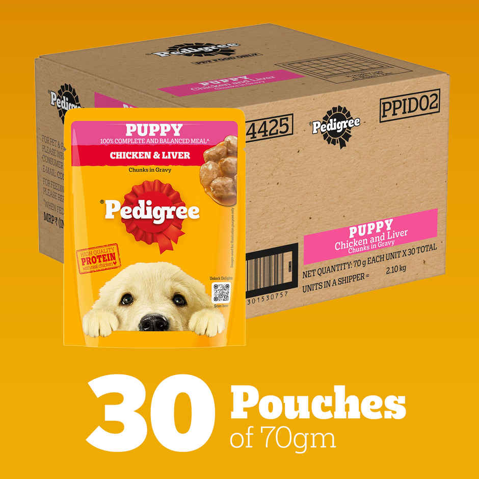 Pedigree Puppy Chicken & Liver Chunks In Gravy Wet Dog Food