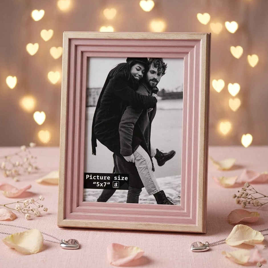 Art Street Premium 3D Table Top Photo Frame | Designer Picture Frames | Pink | Size 5 x 7 inch