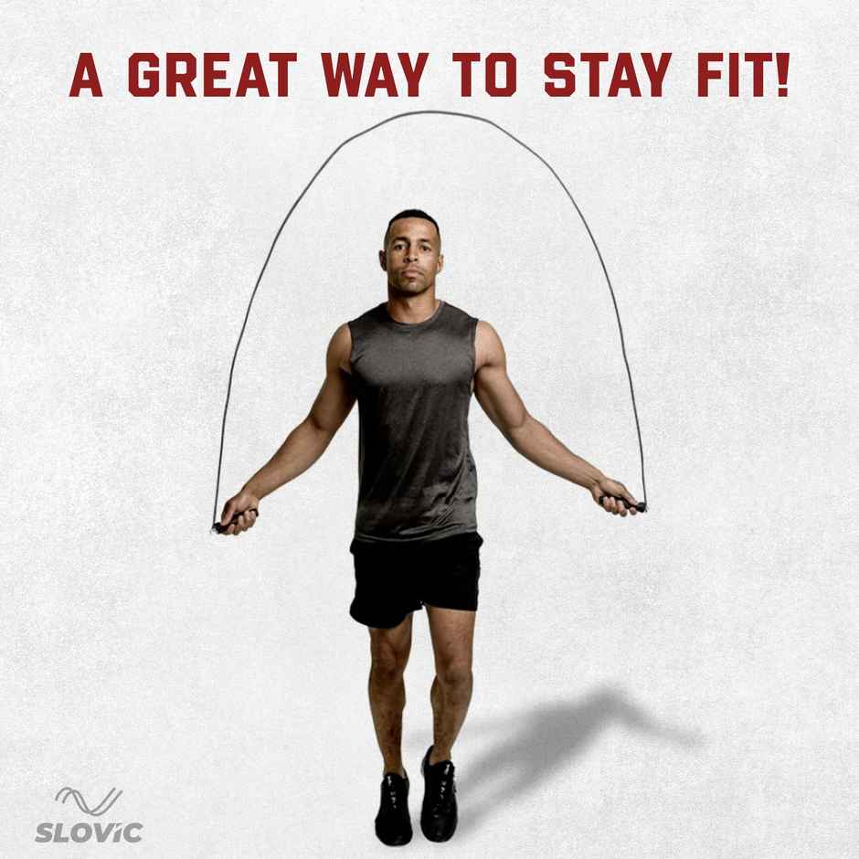 Slovic Basic PVC Skipping Rope with Memory Foam Handles | Adjustable & Easy to Use | Black