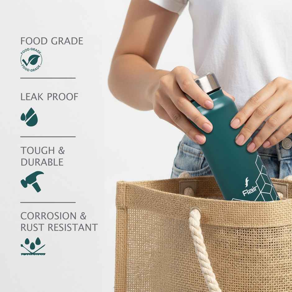 Flair Hexa Stainless Steel Water Bottle | Green | 970 ml
