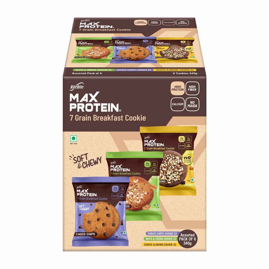 Ritebite Max Protein Premium Biscuit Cookies Assorted Pack Of 6