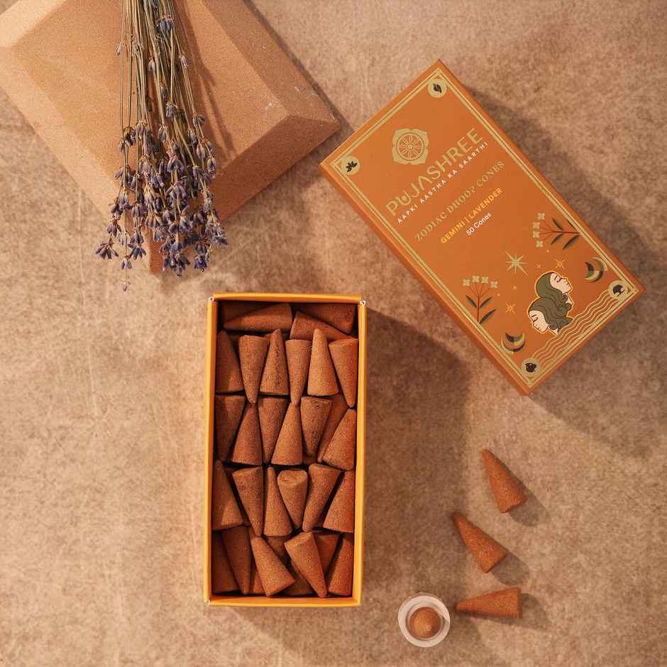 Pujashree Zodiac Dhoop Cones | Gemini - Lavender