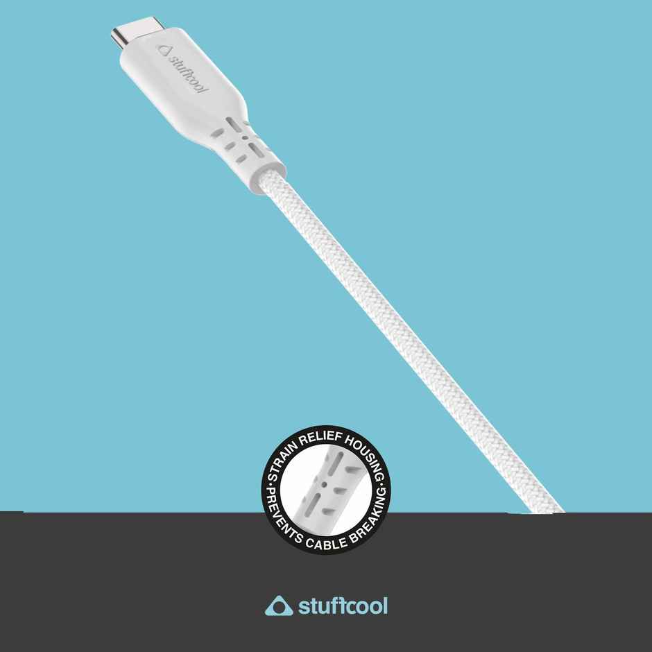 Stuffcool Alto USB Cable - White | PET Braided | Long Strain Relief