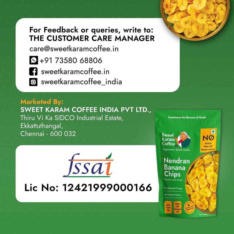 Sweet Karam Coffee Kerala Nendran Banana Chips | Pure Coconut Oil, No Preservatives