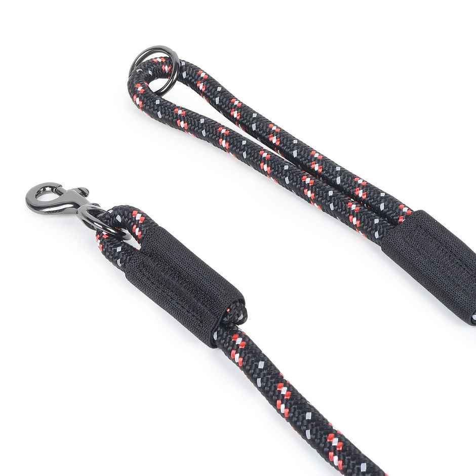 Zigly Reflective Rope Dog Leash | Suitable for Adult Dogs | Medium & Large Breeds | Black - M