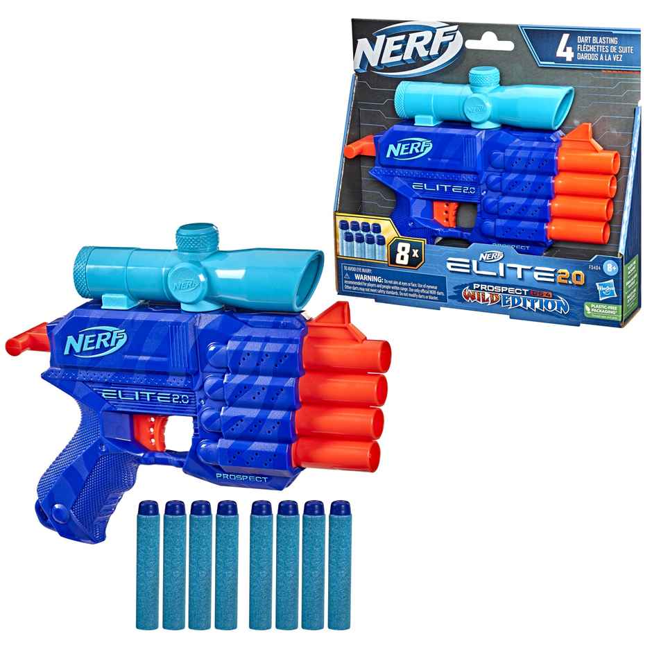 Nerf Elite 2.0 Prospect QS-4 Blaster | Wild Edition | 8 Nerf Elite Darts | Toy Gun
