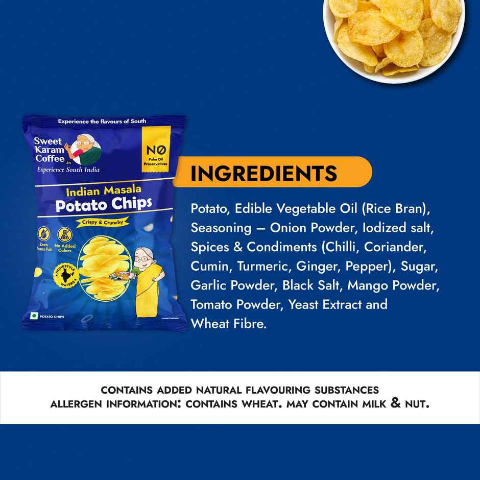 Sweet Karam Coffee Indian Masala Potato Chips - No Palm Oil Combo 