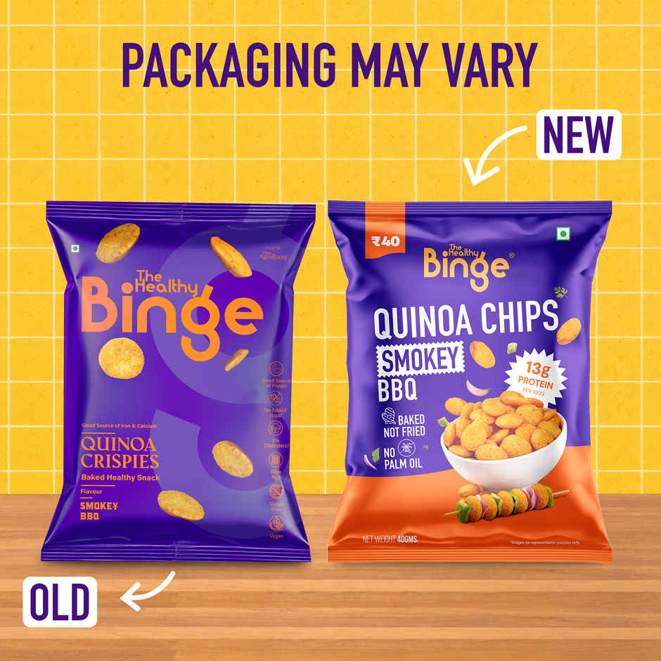 The Healthy Binge Quinoa Baked Chips Smokey Bbq -High Protein And Fibre Combo