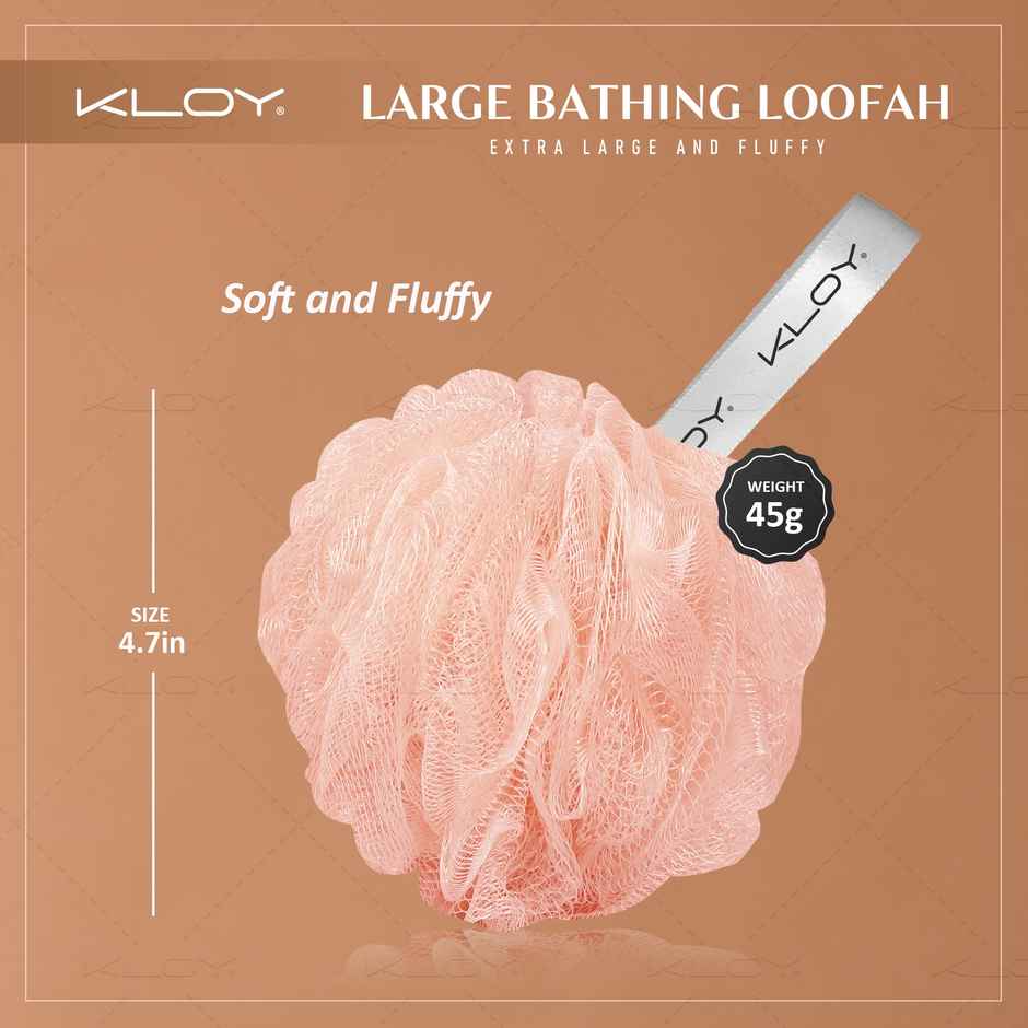 Large Bath Loofah Sponge Scrubber Exfoliator for High Lather Cleansing (Peach and Purple)
