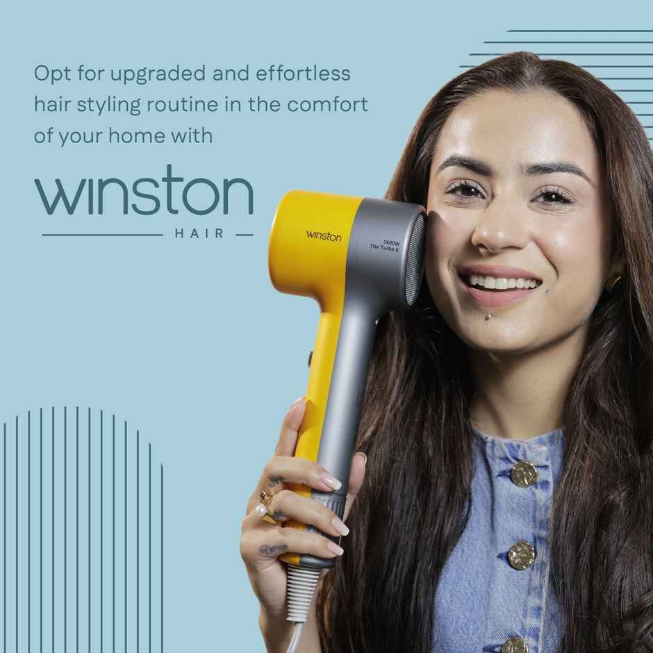 Winston Hair Dryer 1600W - Turbo X with Low Noise & Overheat Protection | Black and Yellow